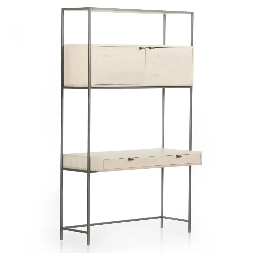 Theodore 5 Drawer Wall Desk - Dove White, Poplar Wood