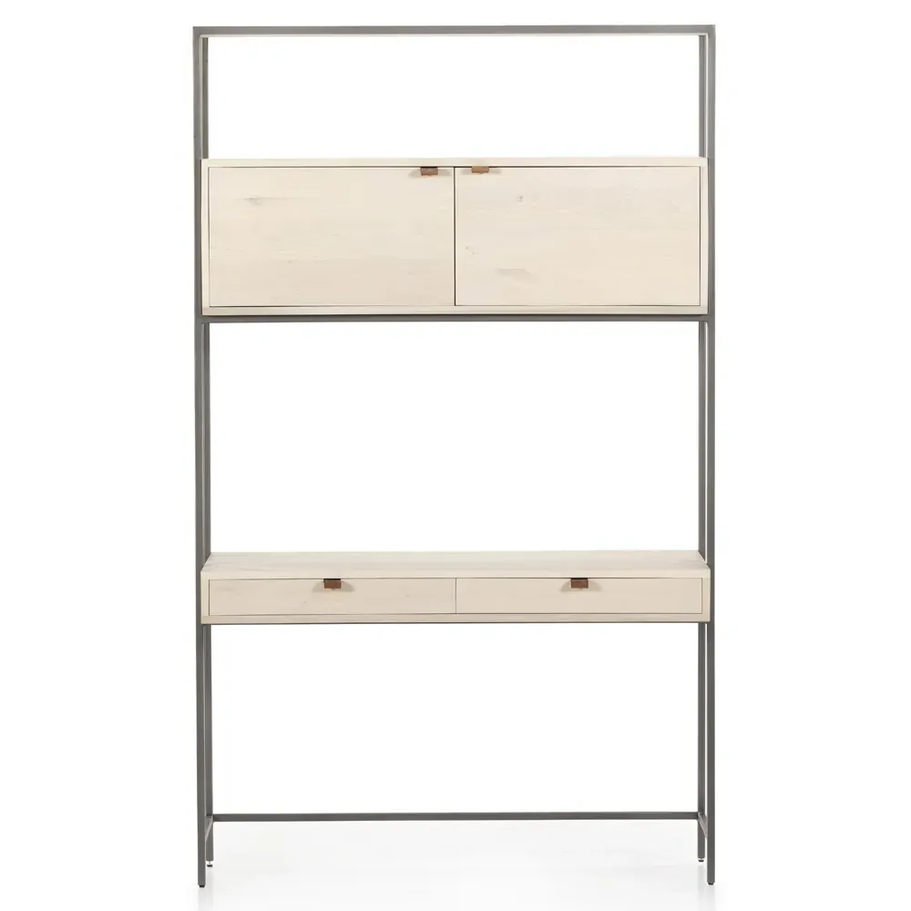 Theodore 5 Drawer Wall Desk - Dove White, Poplar Wood