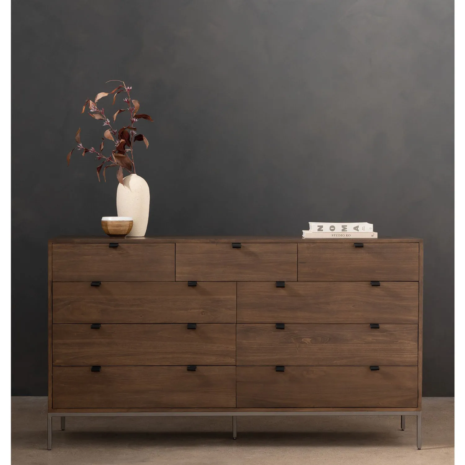 Theodore 9 Drawer Dresser - Brown, Poplar Wood