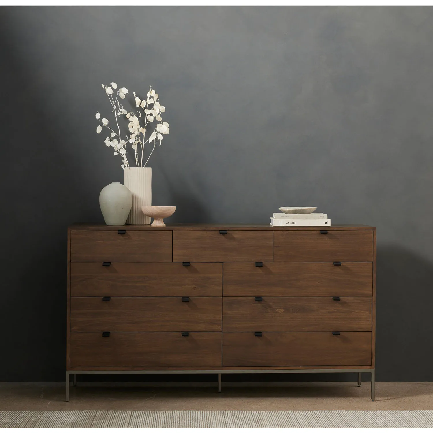 Theodore 9 Drawer Dresser - Brown, Poplar Wood