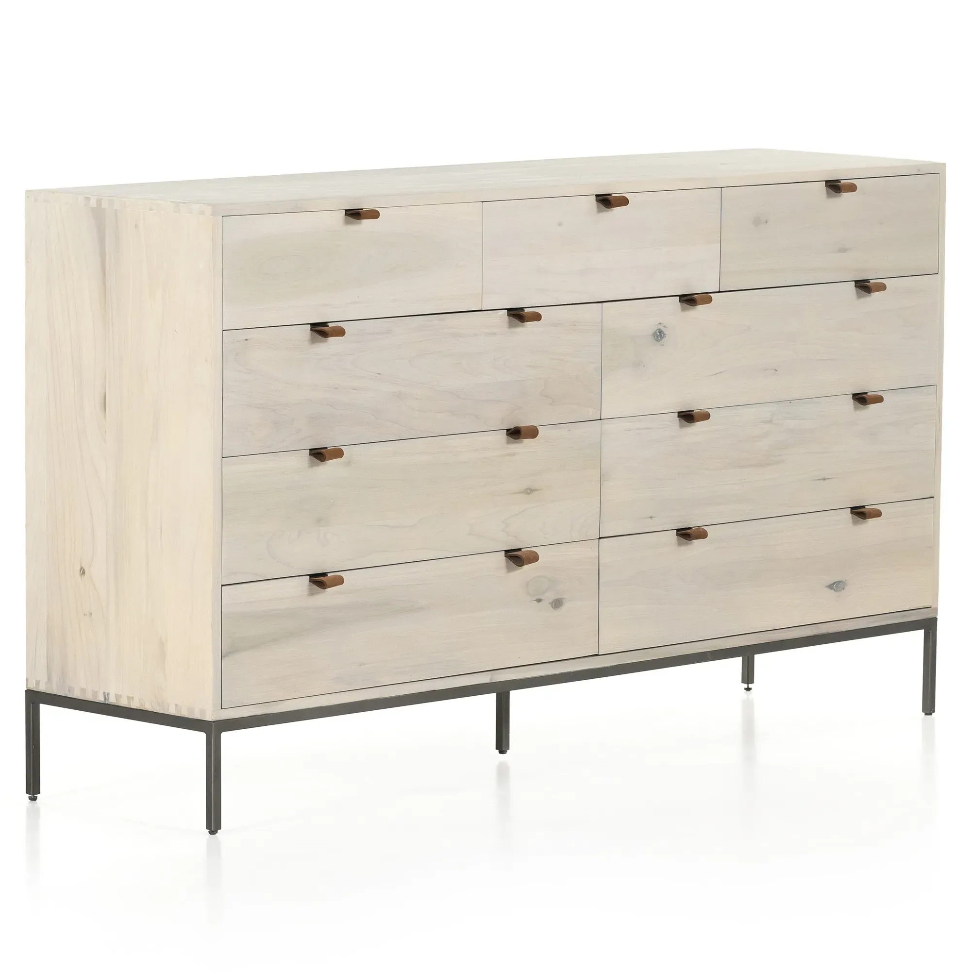 Theodore 9 Drawer Dresser - Dove White, Poplar Wood