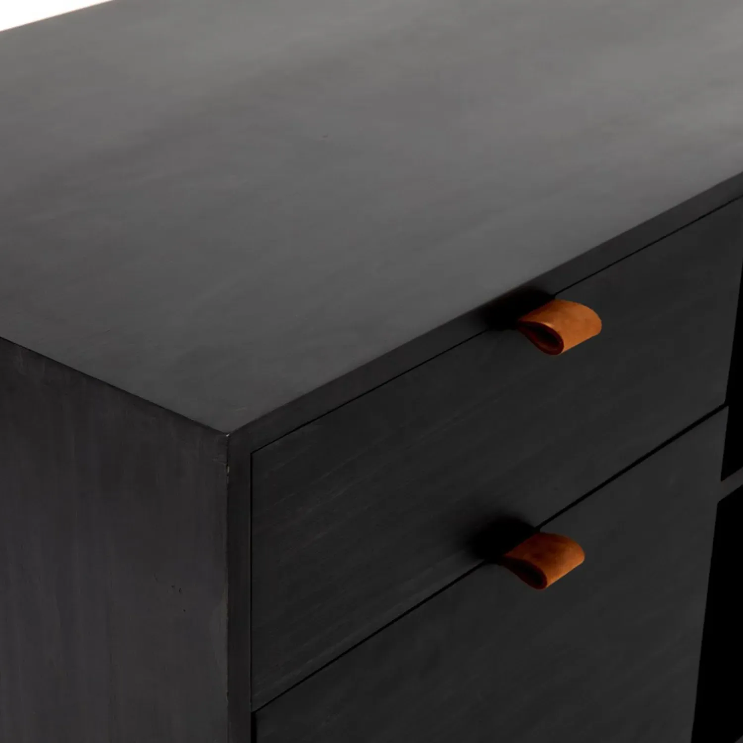 Theodore Corner Desk Set with Storage - Black, Wood