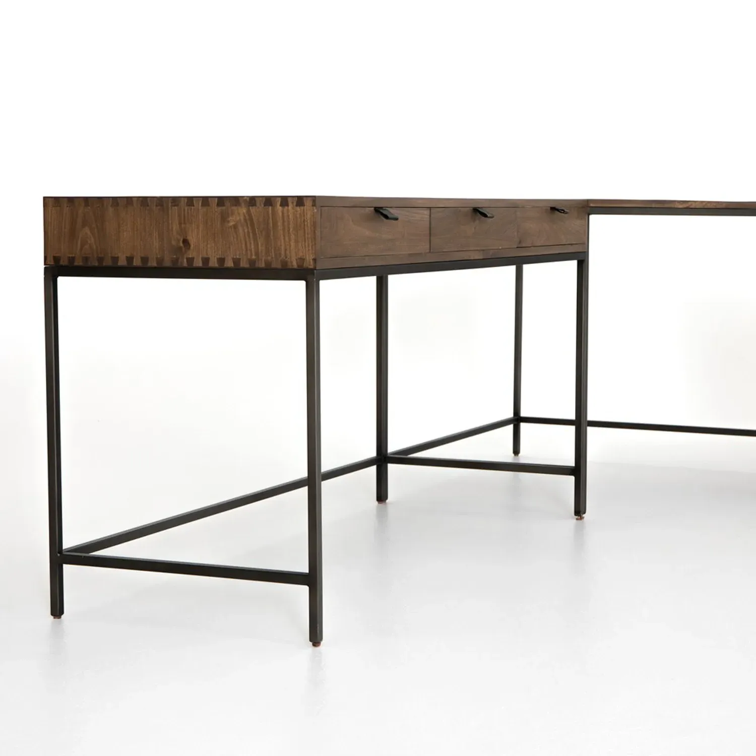 Theodore Corner Desk Set with Storage - Brown, Wood