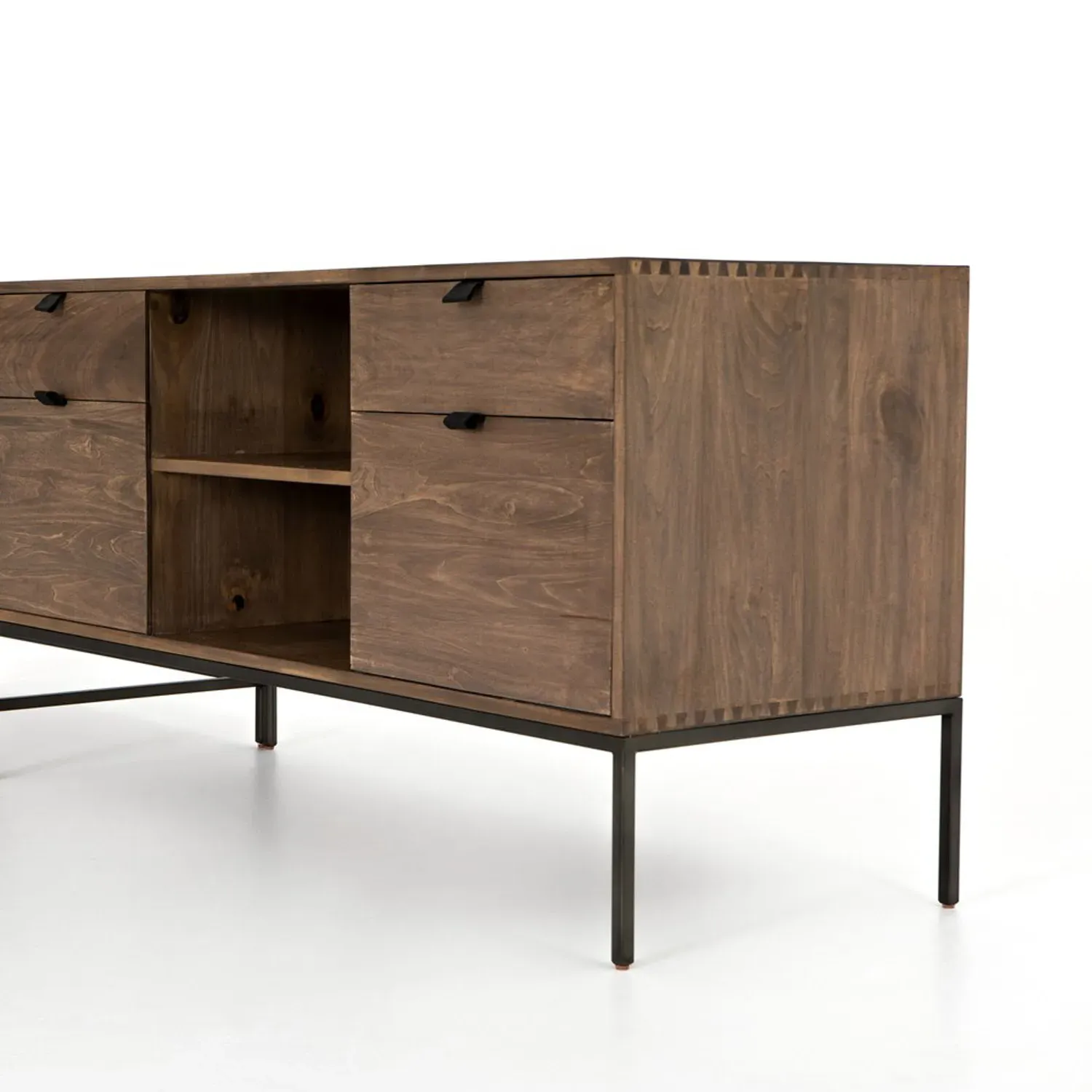 Theodore Corner Desk Set with Storage - Brown, Wood