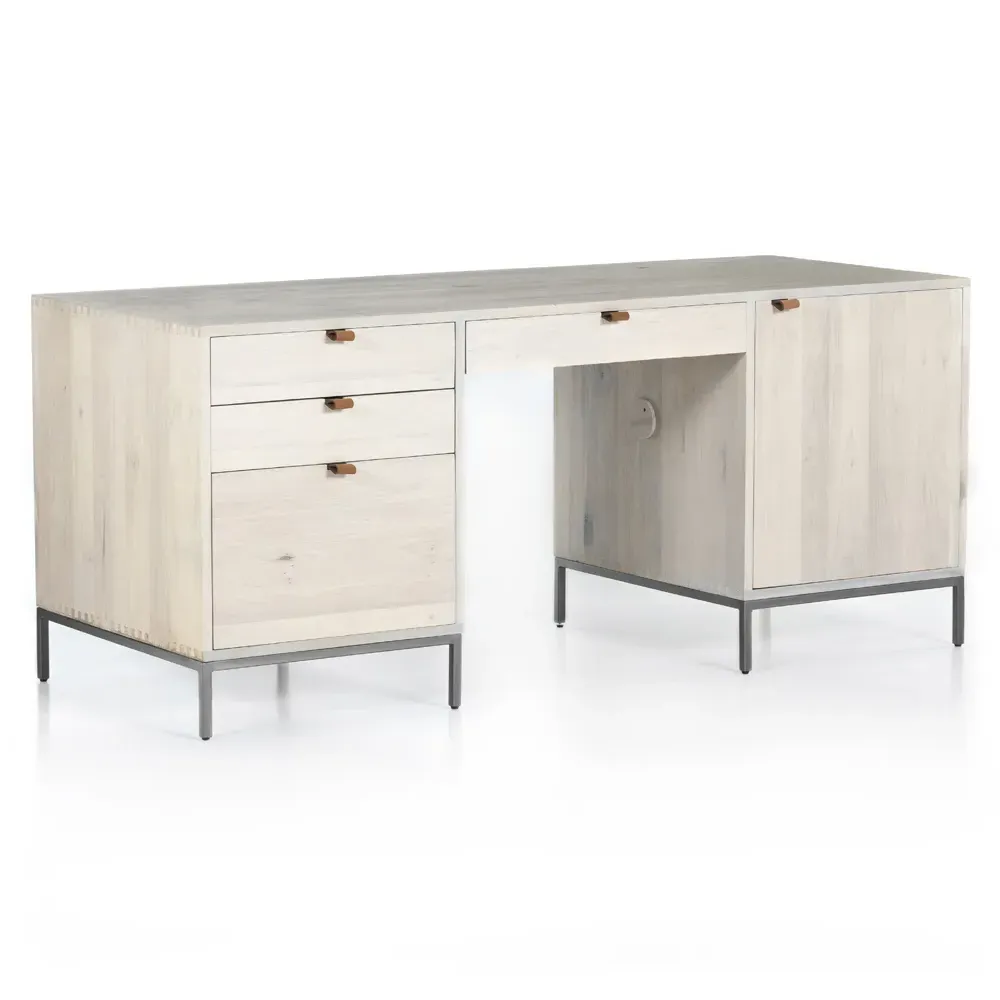 Theodore Executive Desk - Dove White, Poplar Wood