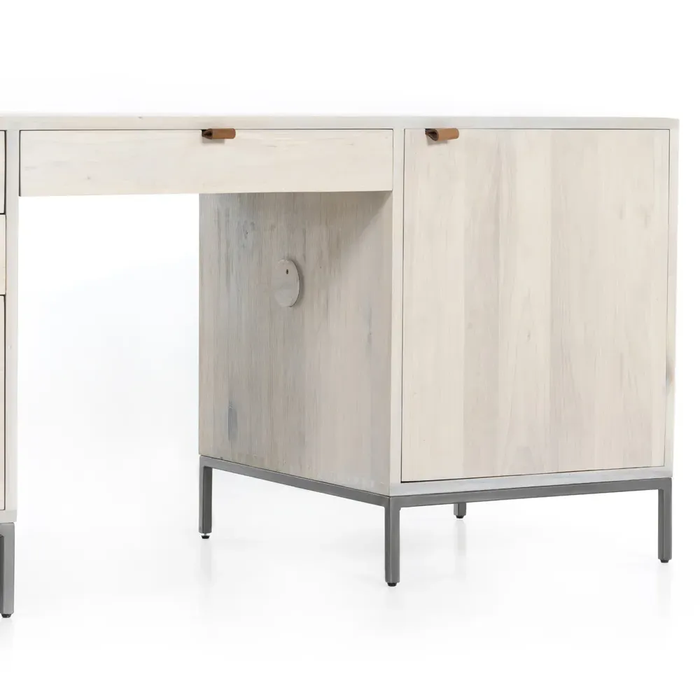 Theodore Executive Desk - Dove White, Poplar Wood
