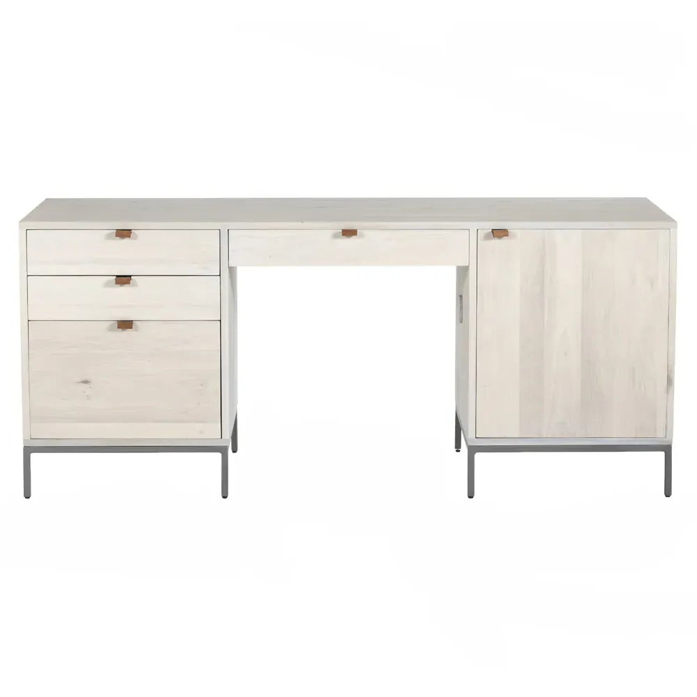 Theodore Executive Desk - Dove White, Poplar Wood