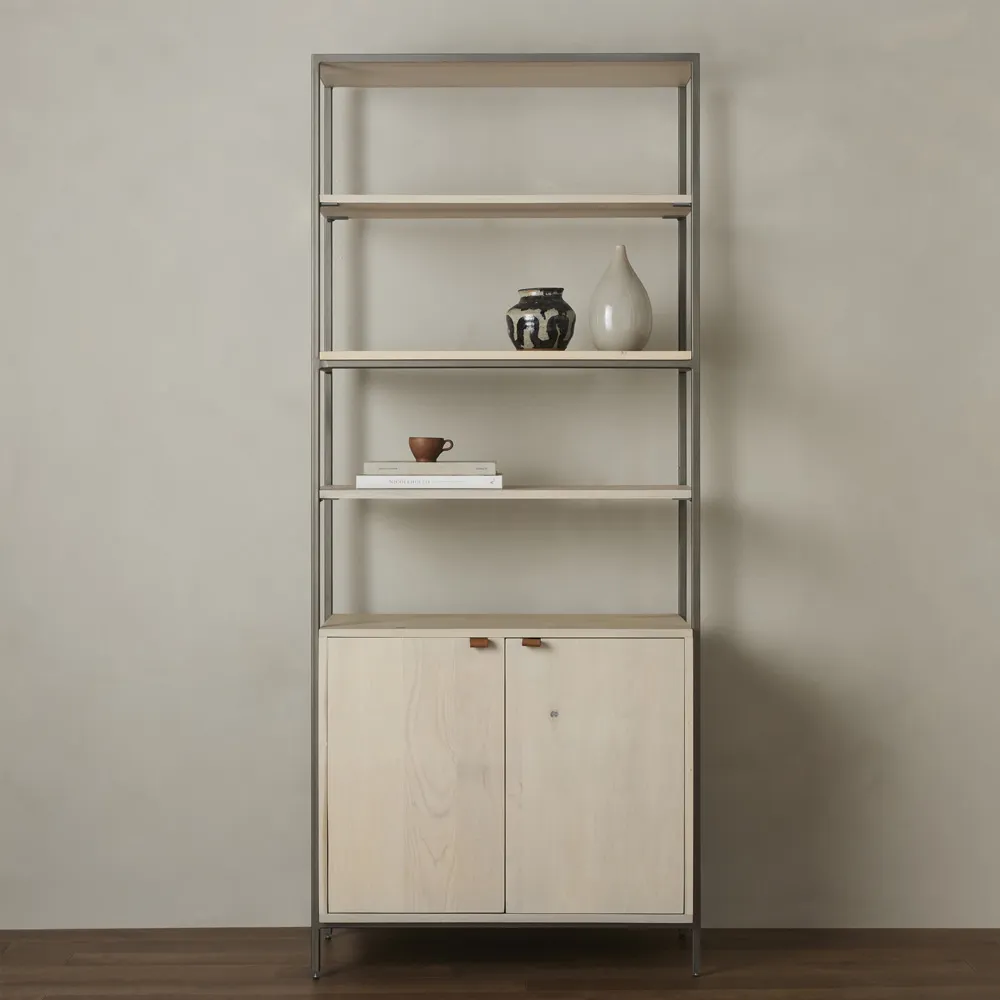 Theodore Open Back Bookcase - Dove White, Pine Wood