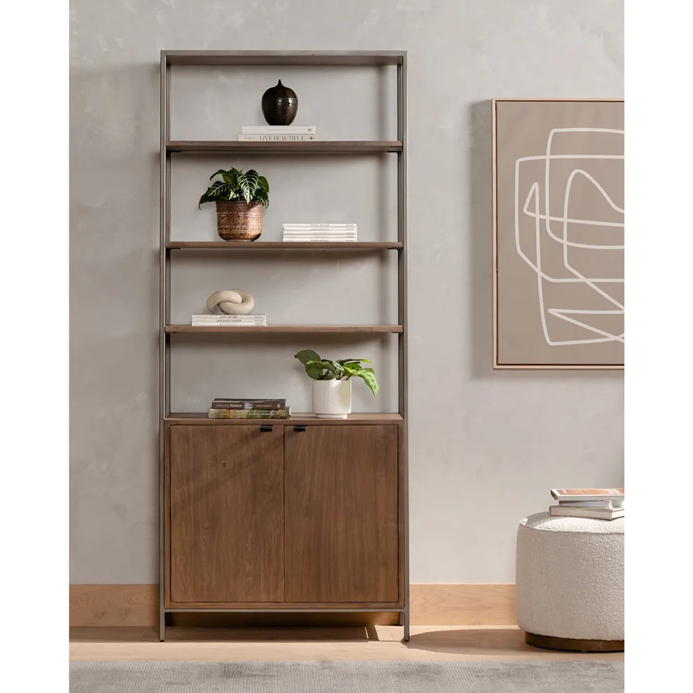 Theodore Open Back Display Bookcase - Brown, Poplar Wood