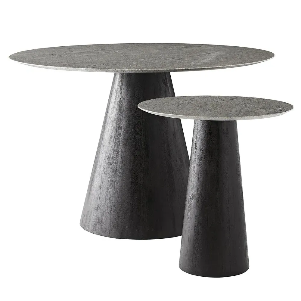 Theodore Round End Table - Black, Marble