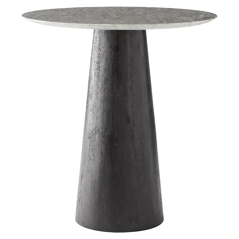 Theodore Round End Table - Black, Marble