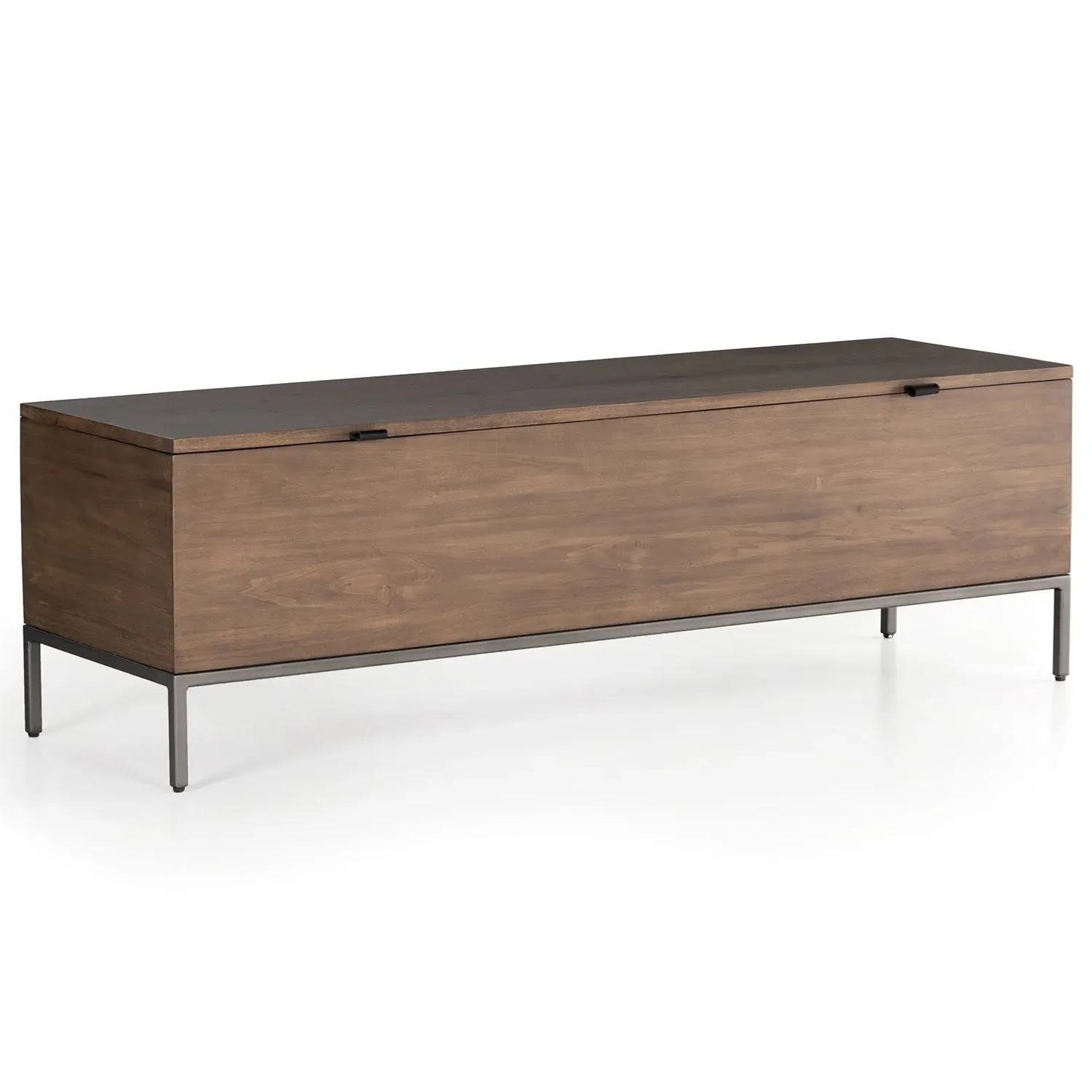 Theodore Storage Bench with Leather Pulls - Grey, Wood
