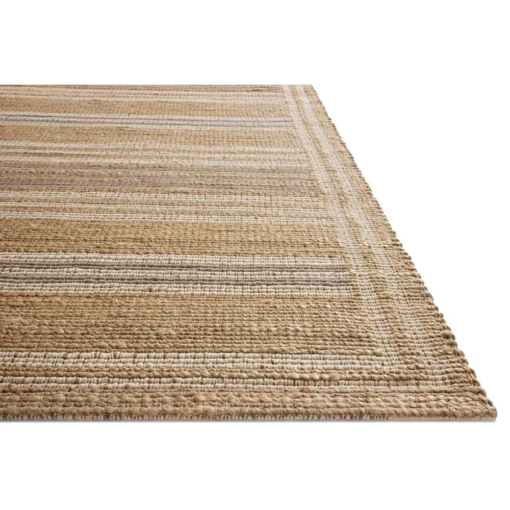 Theodore Striated Patterned Rug - Brown, Jute