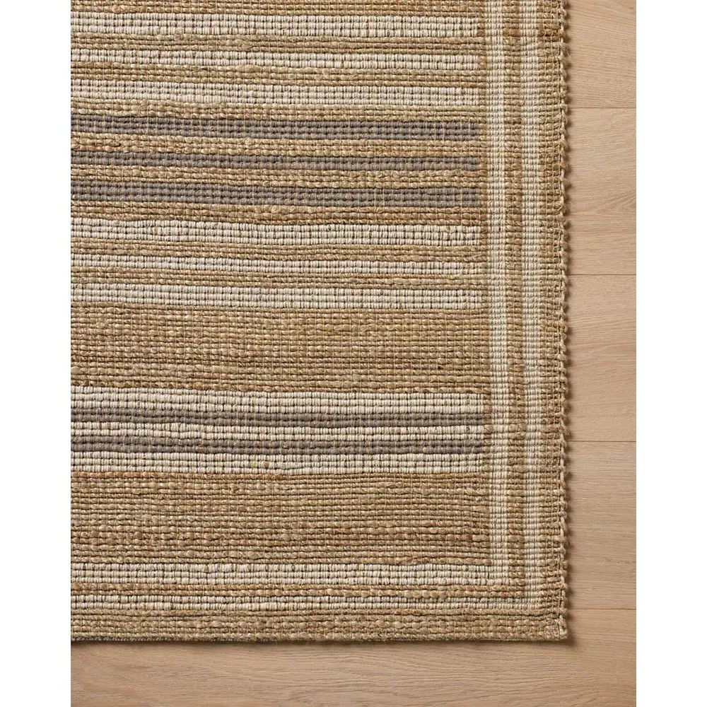 Theodore Striated Patterned Rug - Brown, Jute