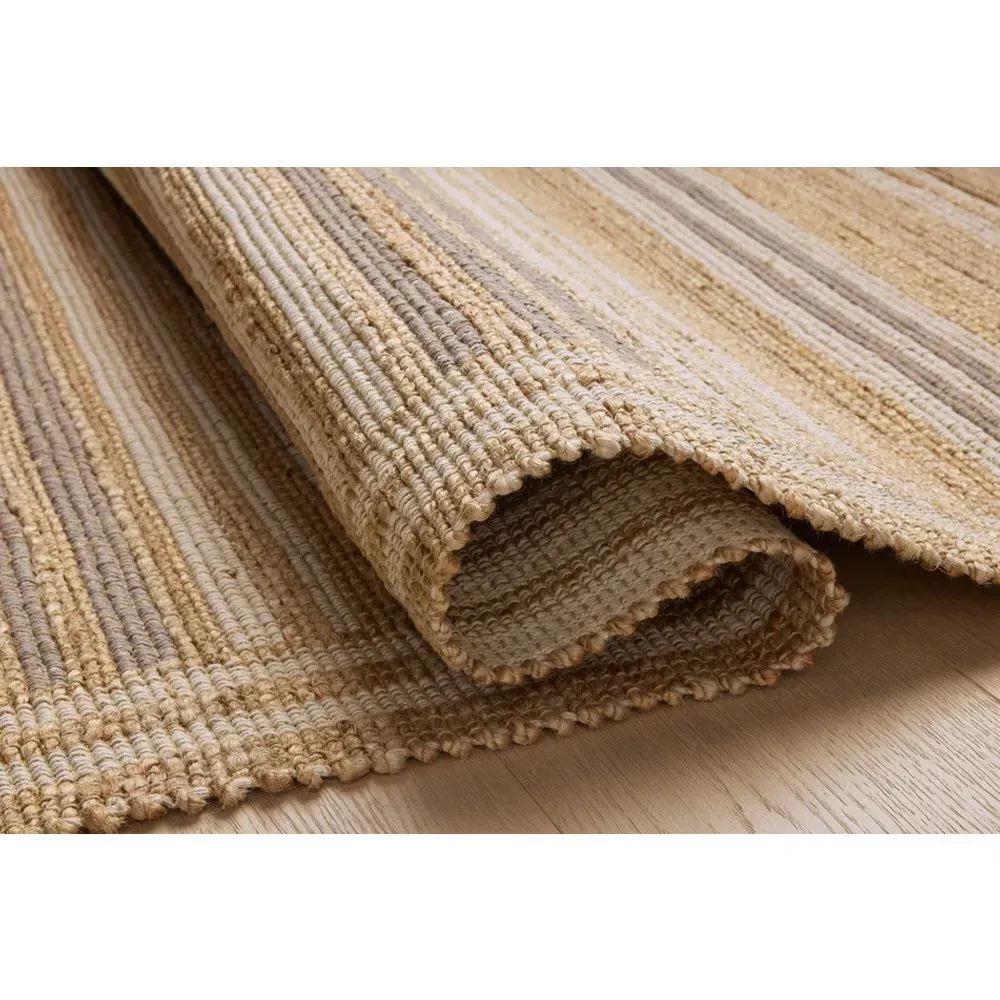 Theodore Striated Patterned Rug - Brown, Jute