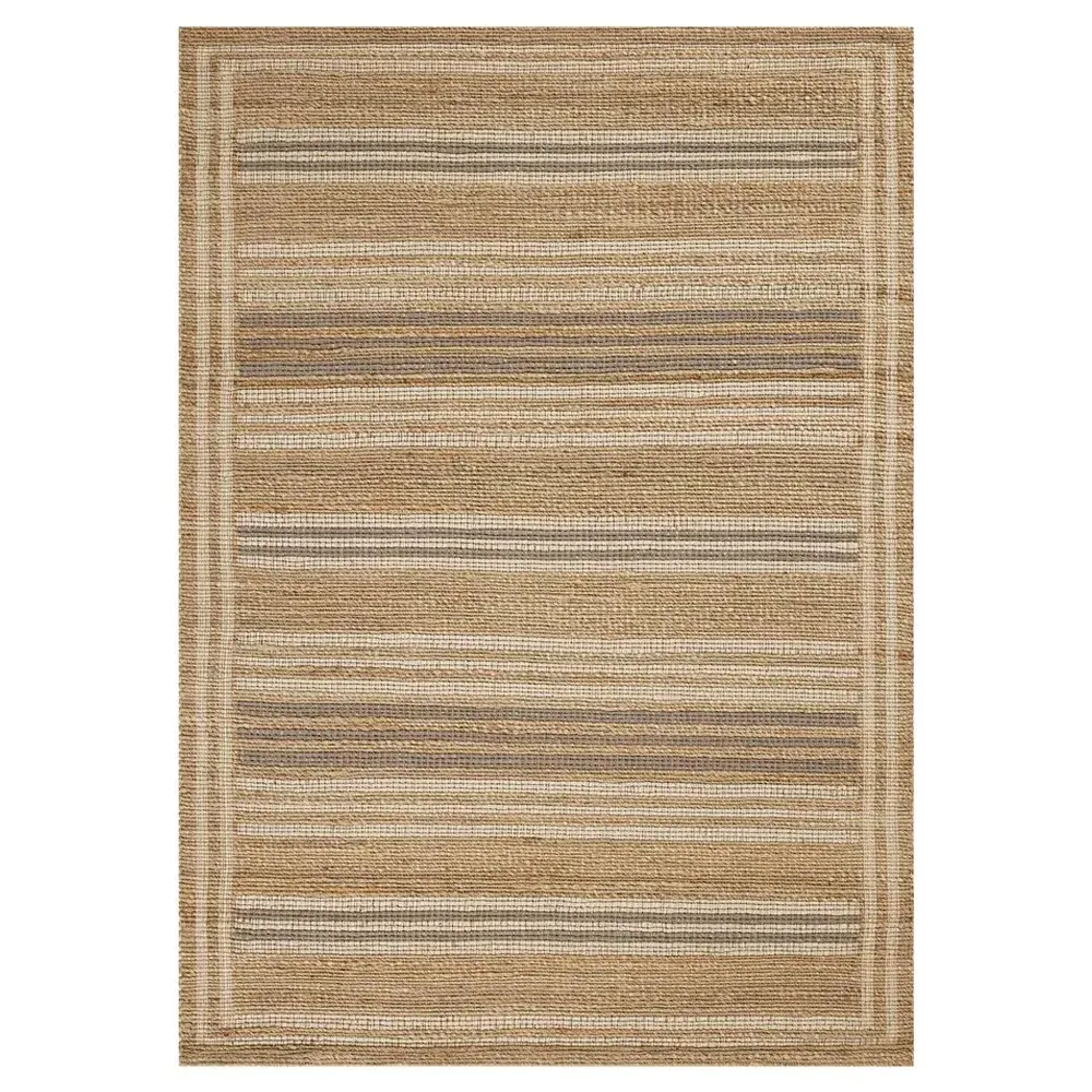 Theodore Striated Patterned Rug Sample - Brown, Jute image