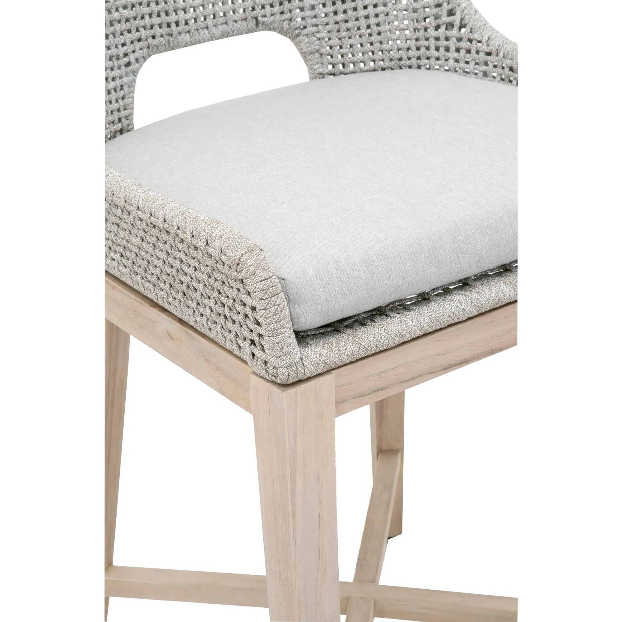 Theodore Woven Outdoor Counter Stool with Cushion - Taupe, Teak