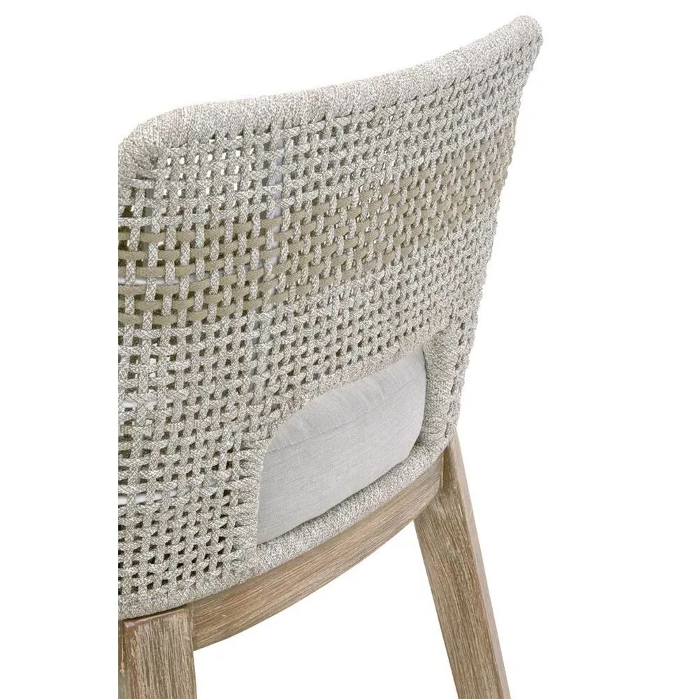 Theodore Woven Upholstered Bar Stool - Beige, Mahogany