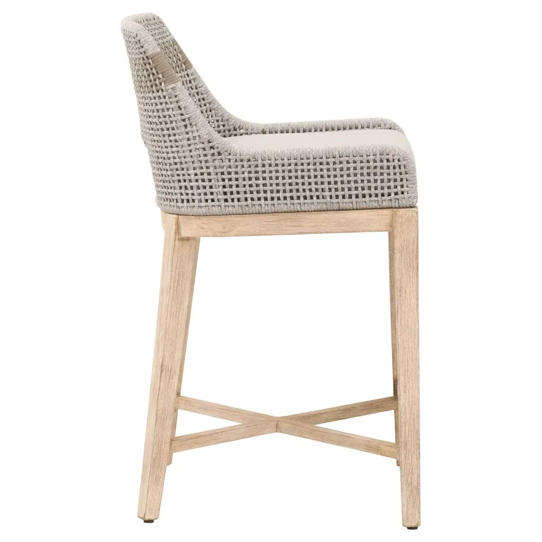 Theodore Woven Upholstered Counter Stool - Beige, Mahogany