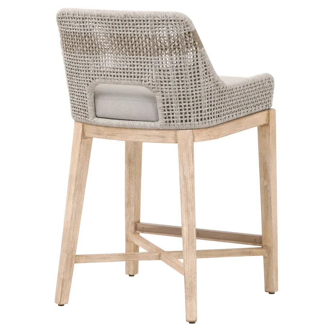 Theodore Woven Upholstered Counter Stool - Beige, Mahogany