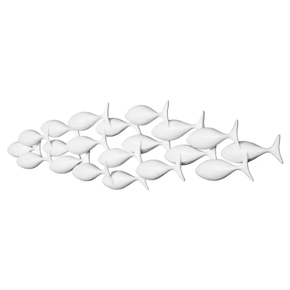 Theodosia School of Fish Wall Sculpture - Matte White, Resin