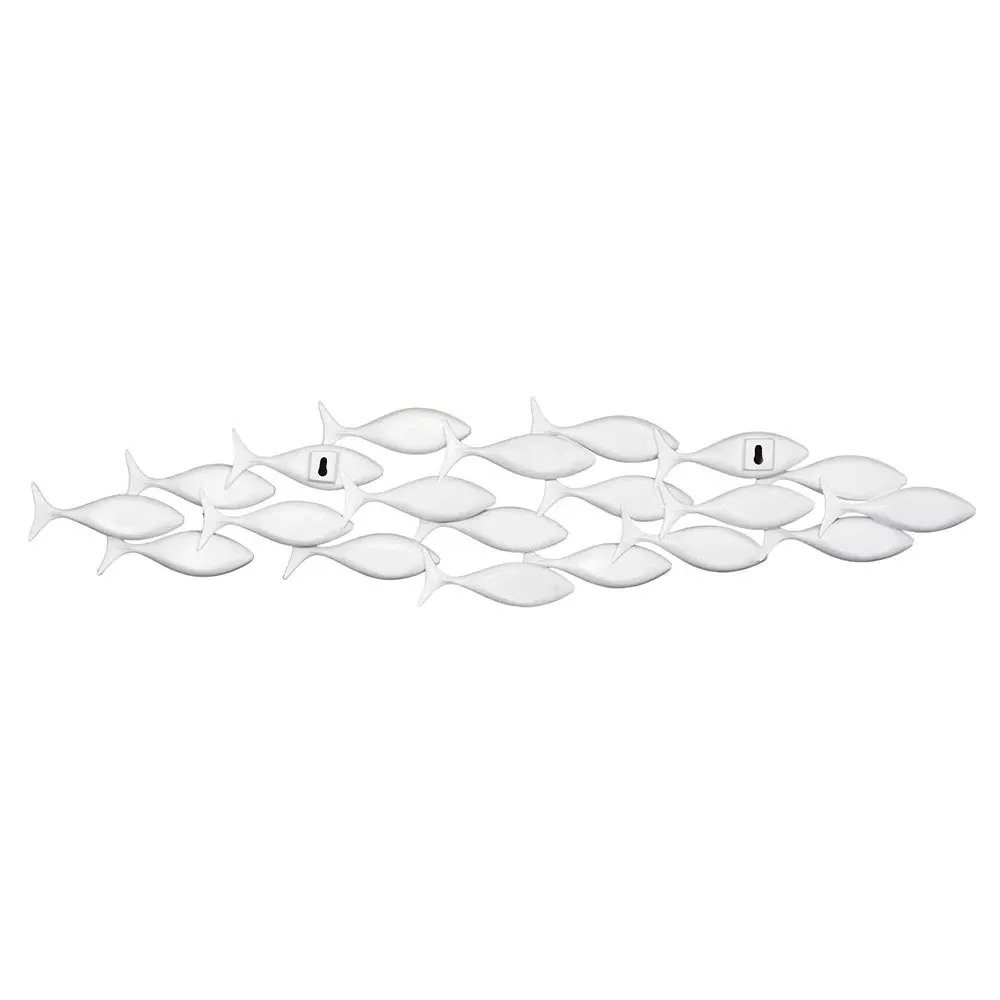 Theodosia School of Fish Wall Sculpture - Matte White, Resin