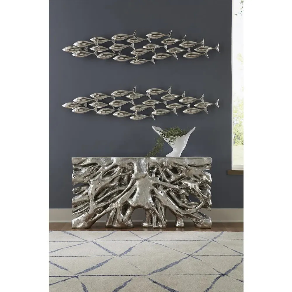 Theodosia School of Fish Wall Sculpture - Silver Leaf, Resin