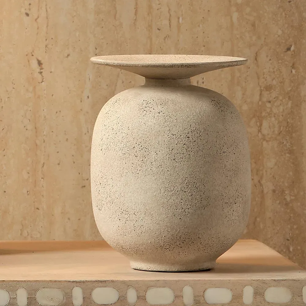 Theresa Decorative Table Vase - Beige, Ceramic