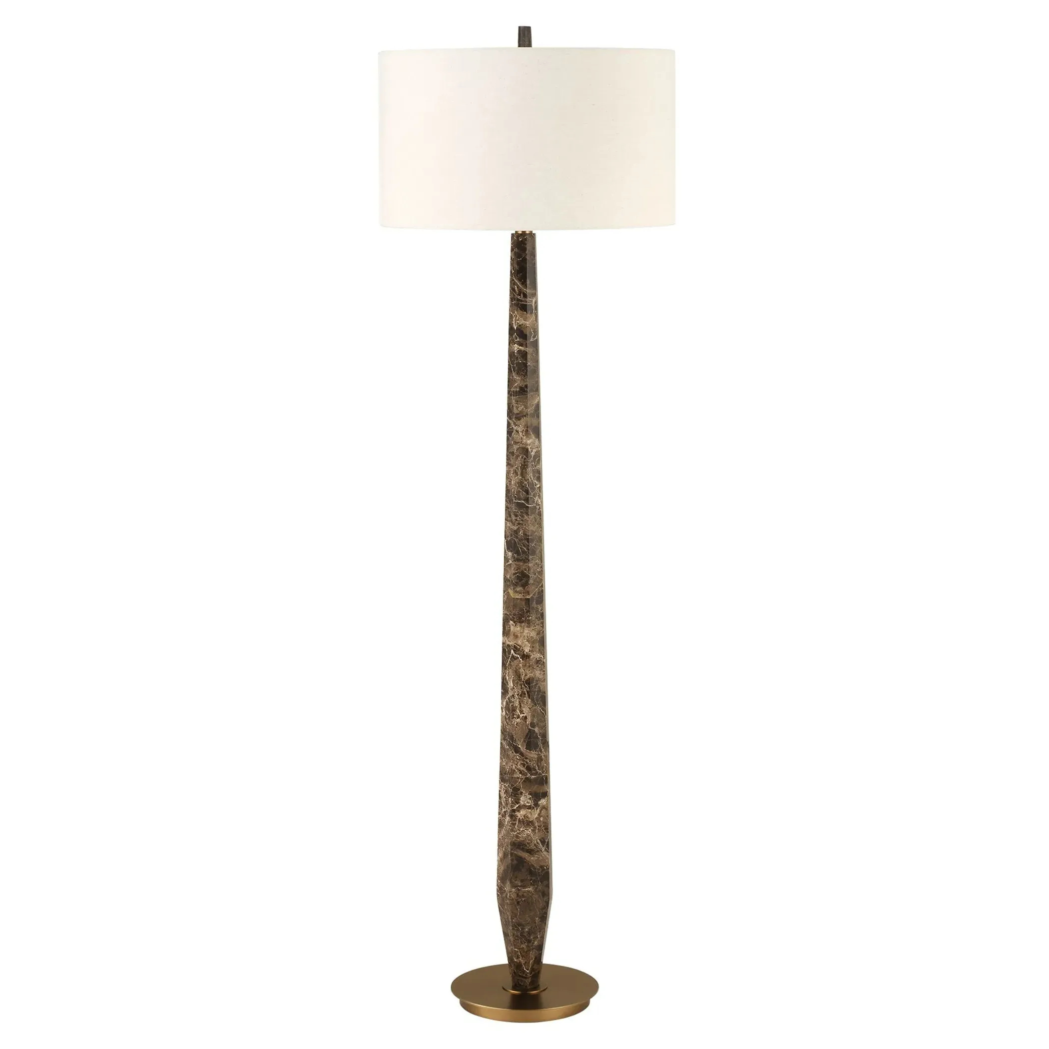 Therese Column Floor Lamp - Brown, Marble