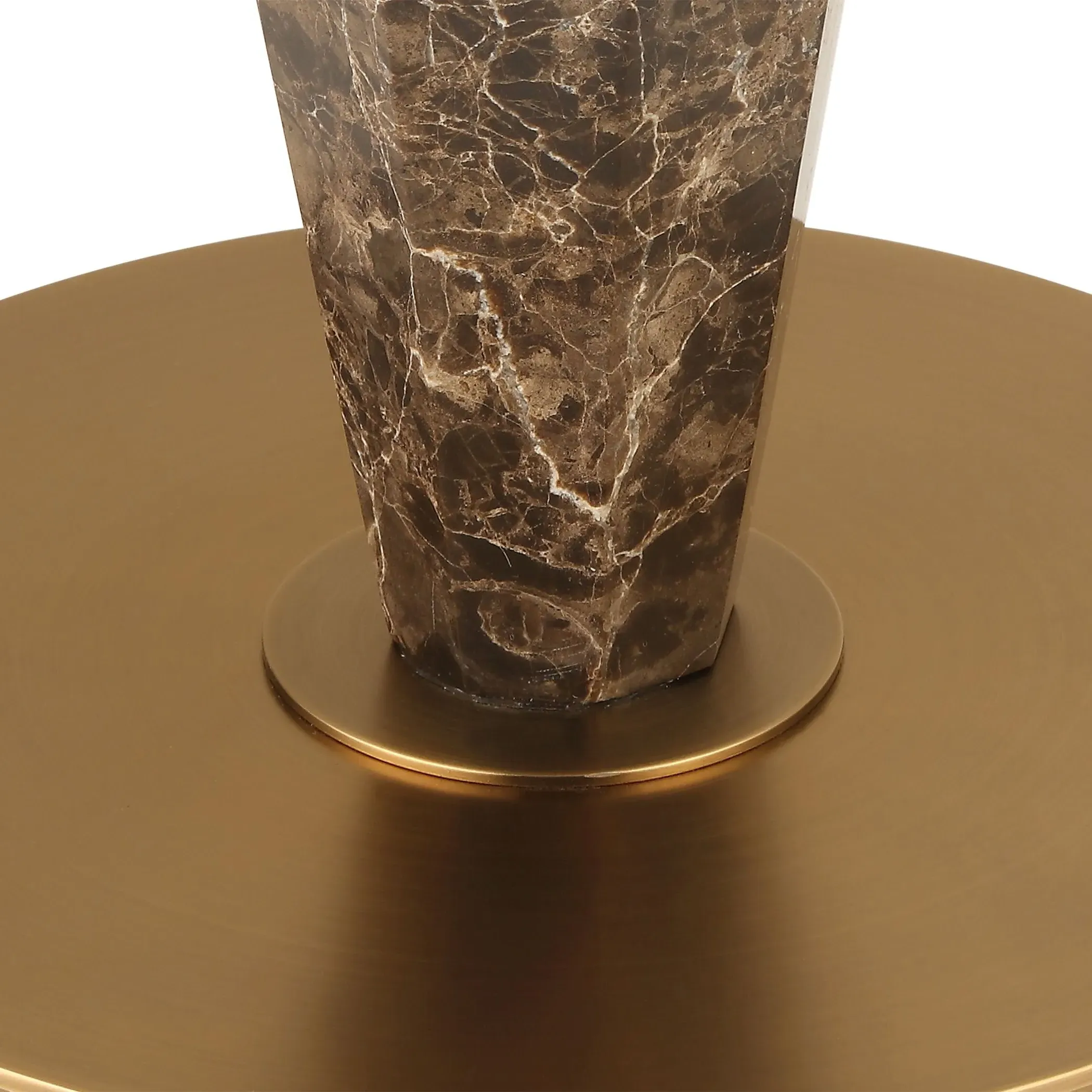 Therese Column Floor Lamp - Brown, Marble