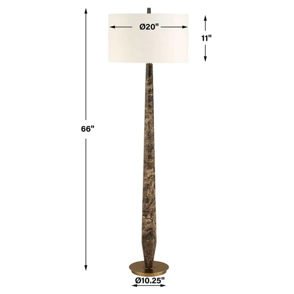 Therese Column Floor Lamp - Brown, Marble