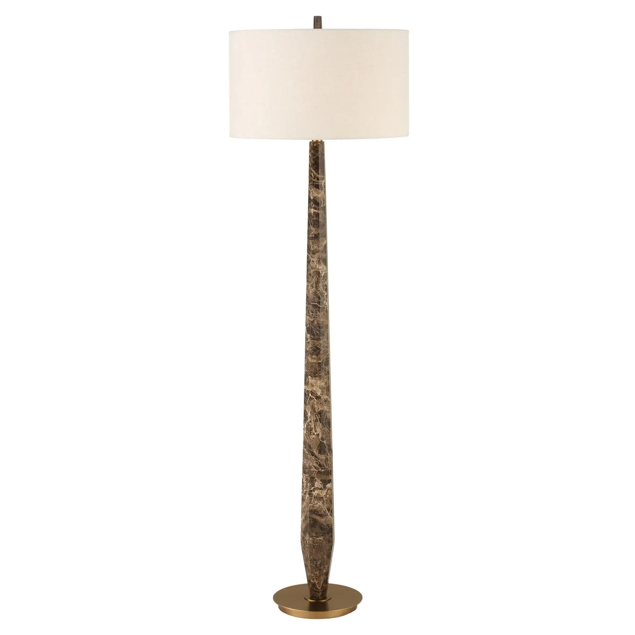 Therese Column Floor Lamp - Brown, Marble image