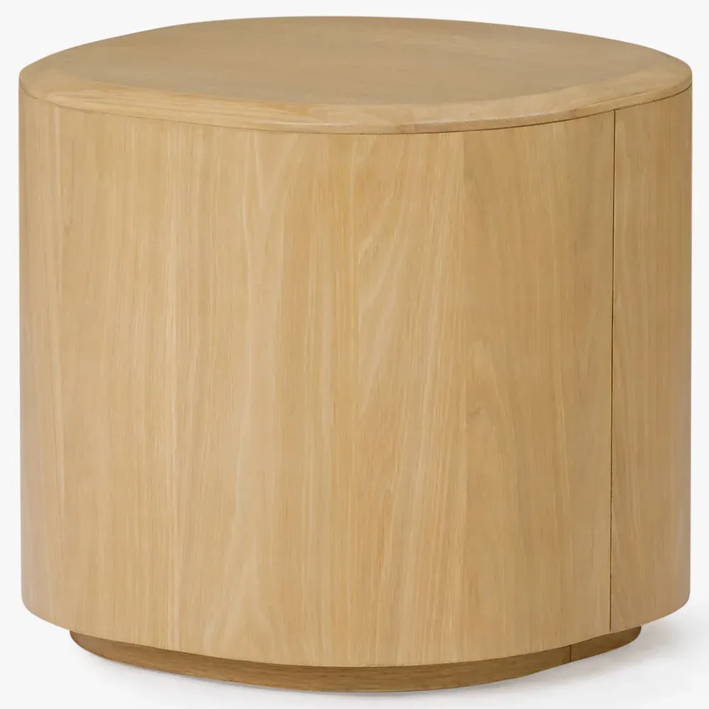 Theron Round Side Table - Natural, Oak Wood