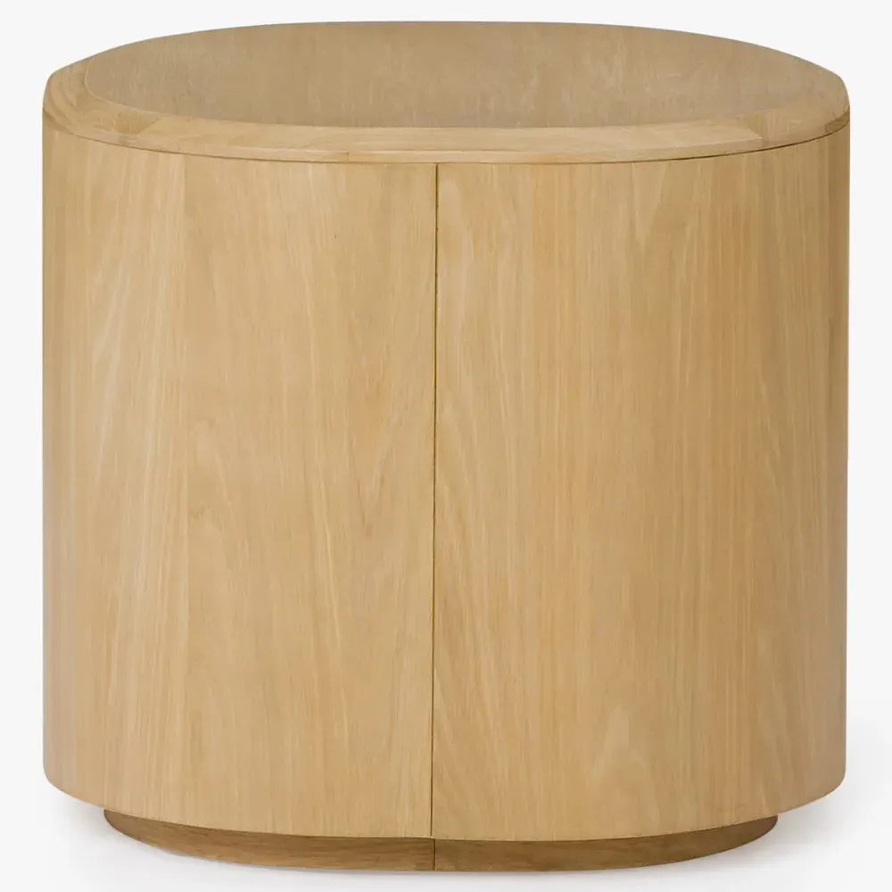 Theron Round Side Table - Natural, Oak Wood