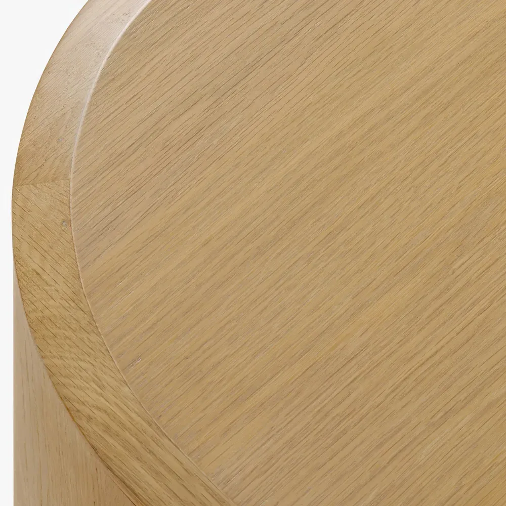Theron Round Side Table - Natural, Oak Wood