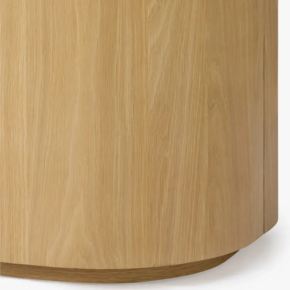 Theron Round Side Table - Natural, Oak Wood