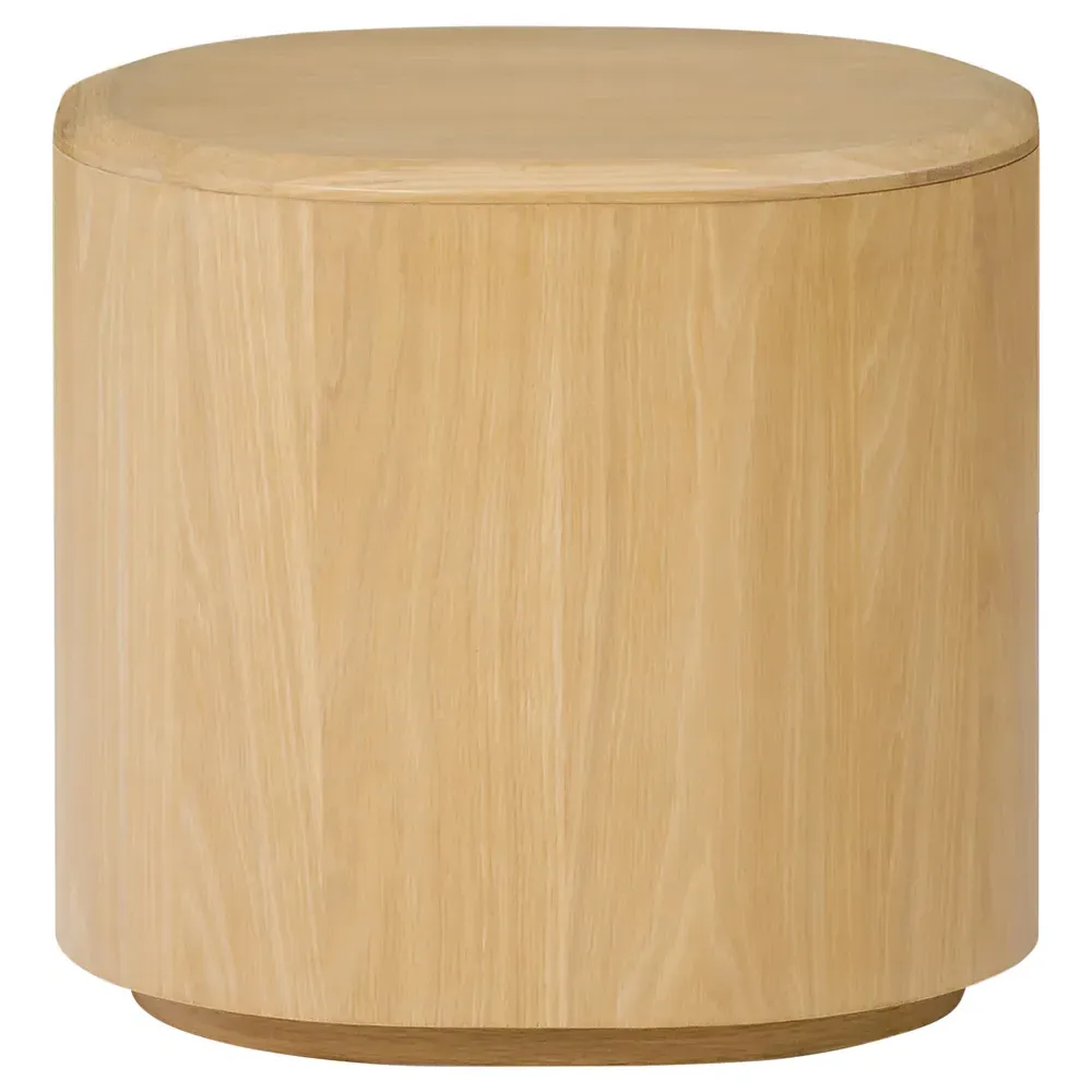 Theron Round Side Table - Natural, Oak Wood image