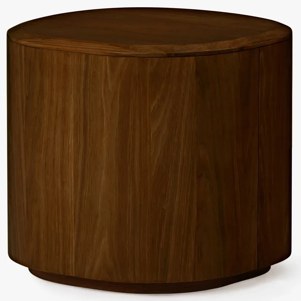 Theron Round Side Table - Walnut, Oak Wood