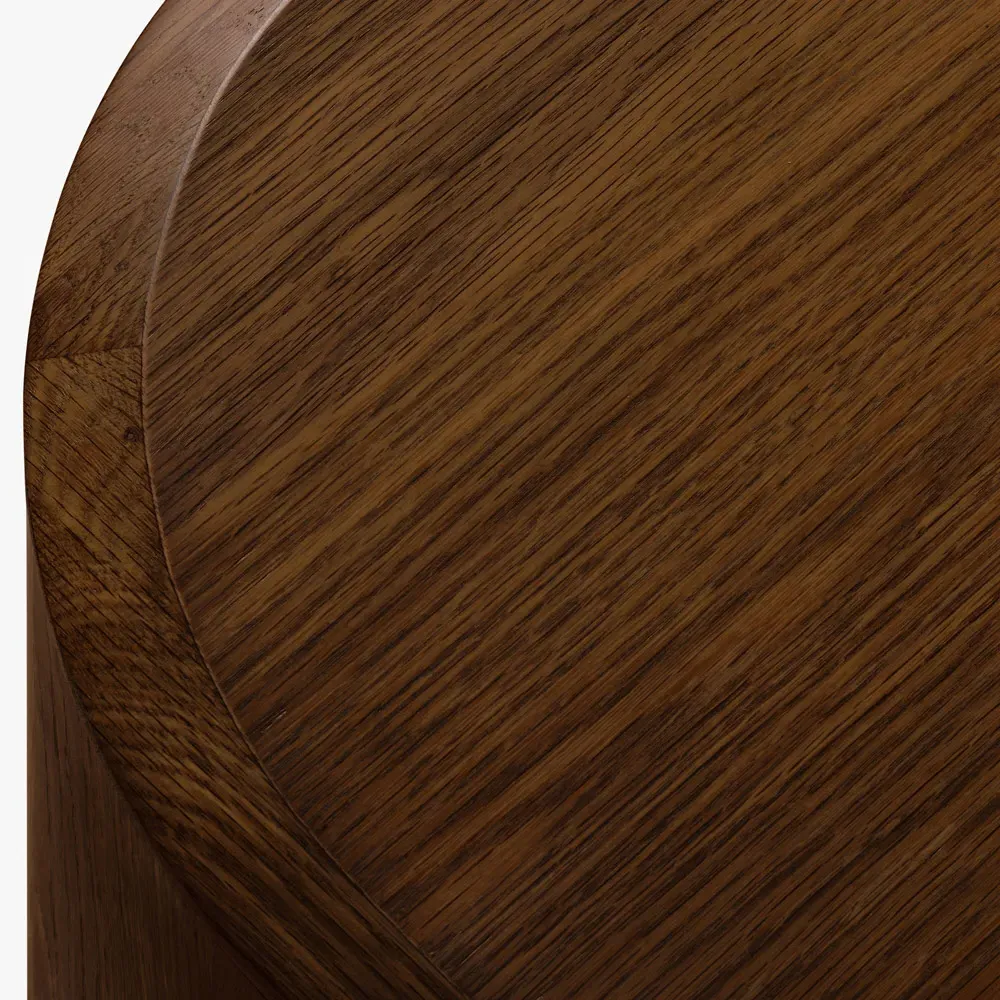 Theron Round Side Table - Walnut, Oak Wood