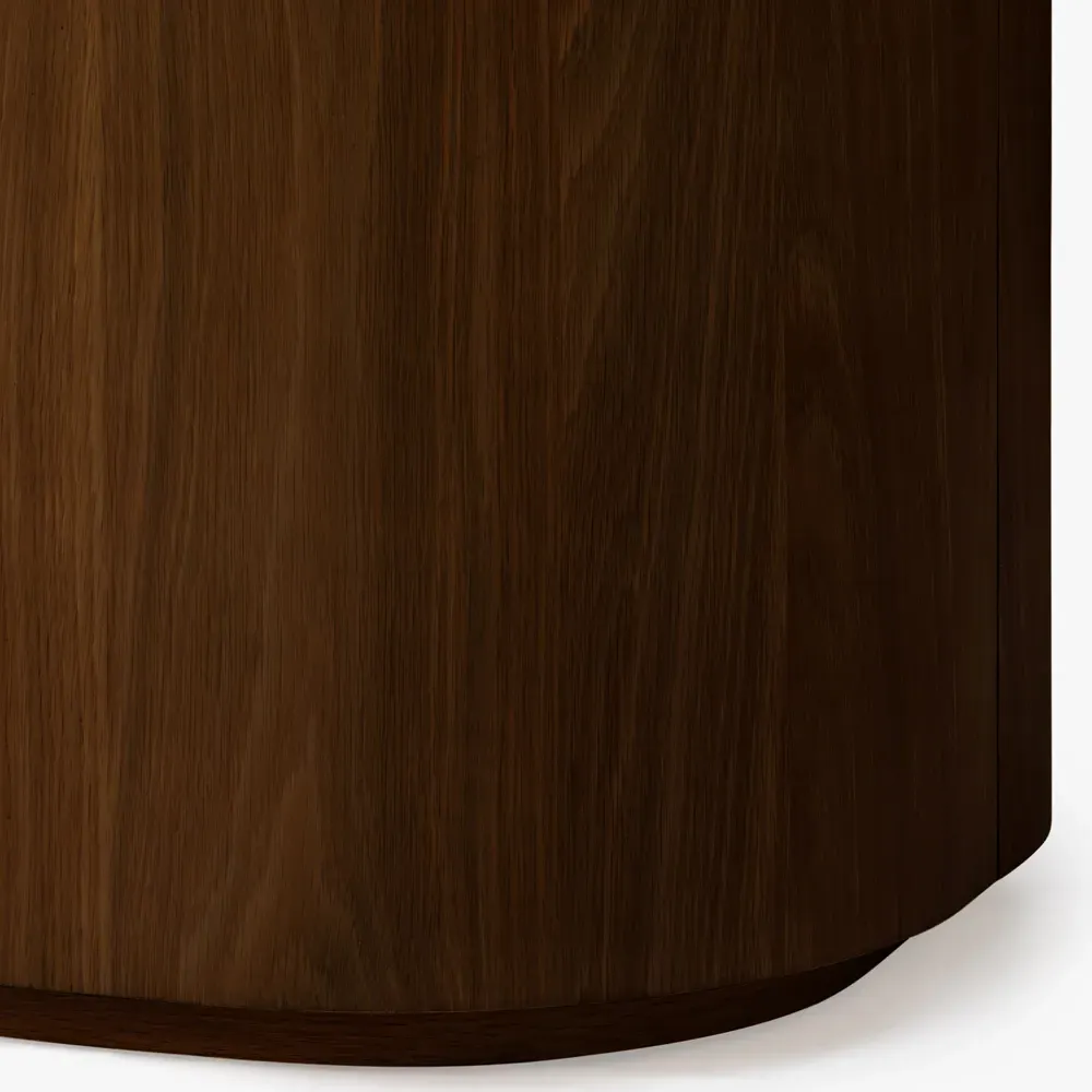 Theron Round Side Table - Walnut, Oak Wood