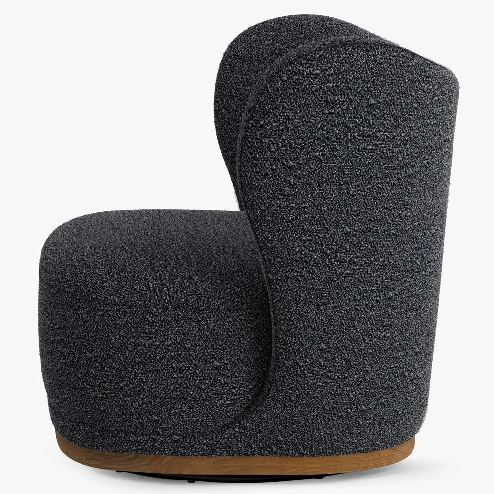 Theron Wing Chair - Dark Grey, Boucle