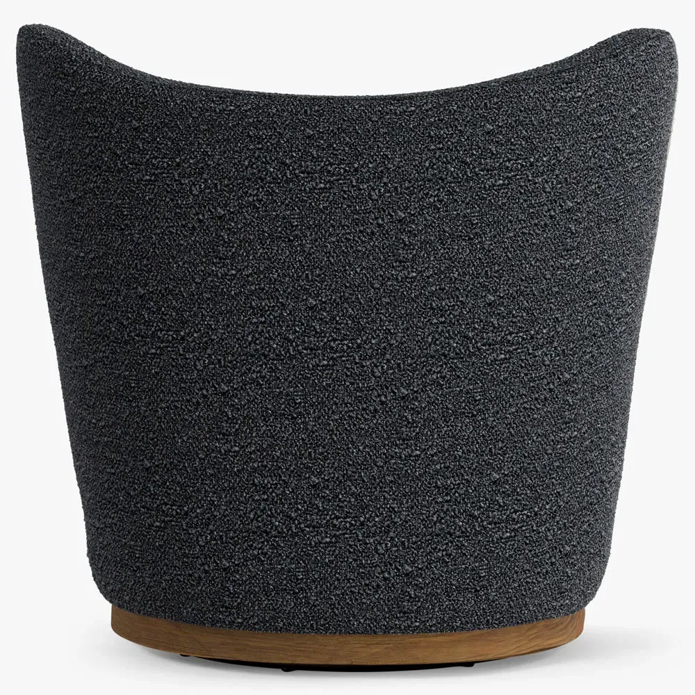 Theron Wing Chair - Dark Grey, Boucle