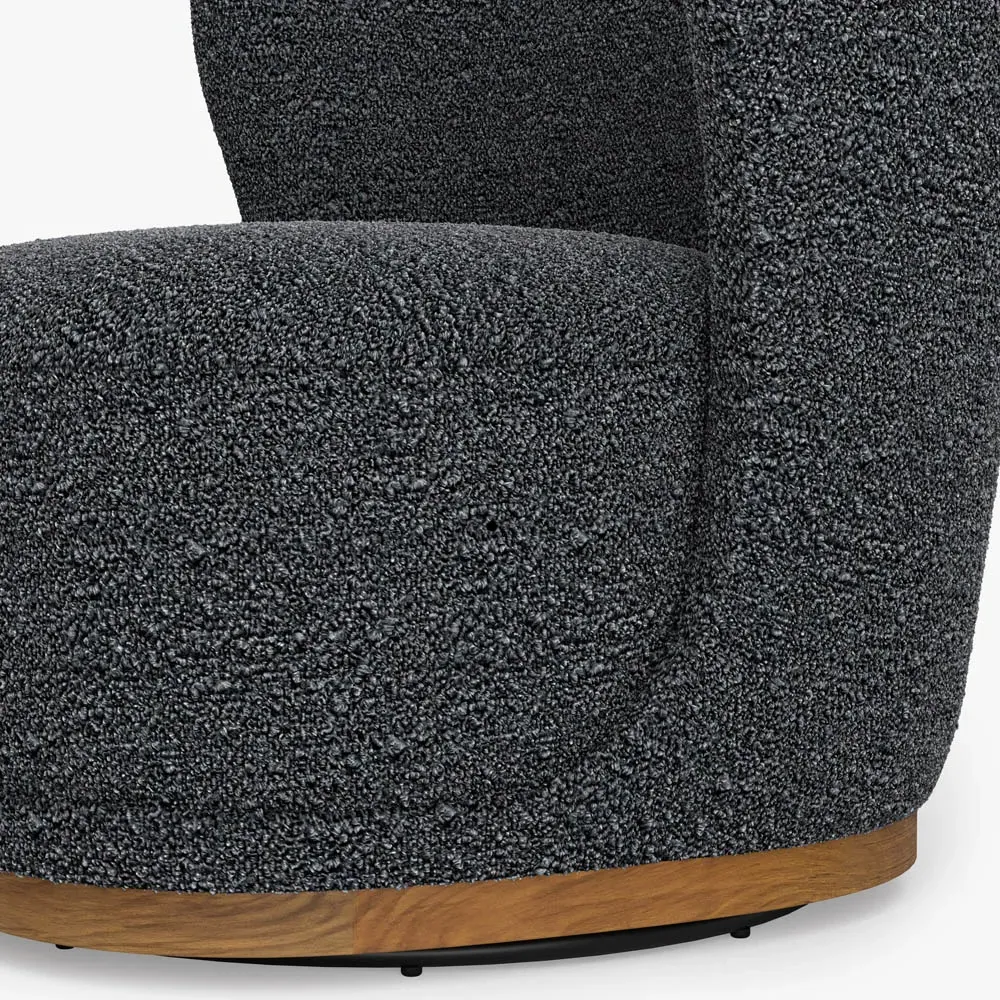 Theron Wing Chair - Dark Grey, Boucle