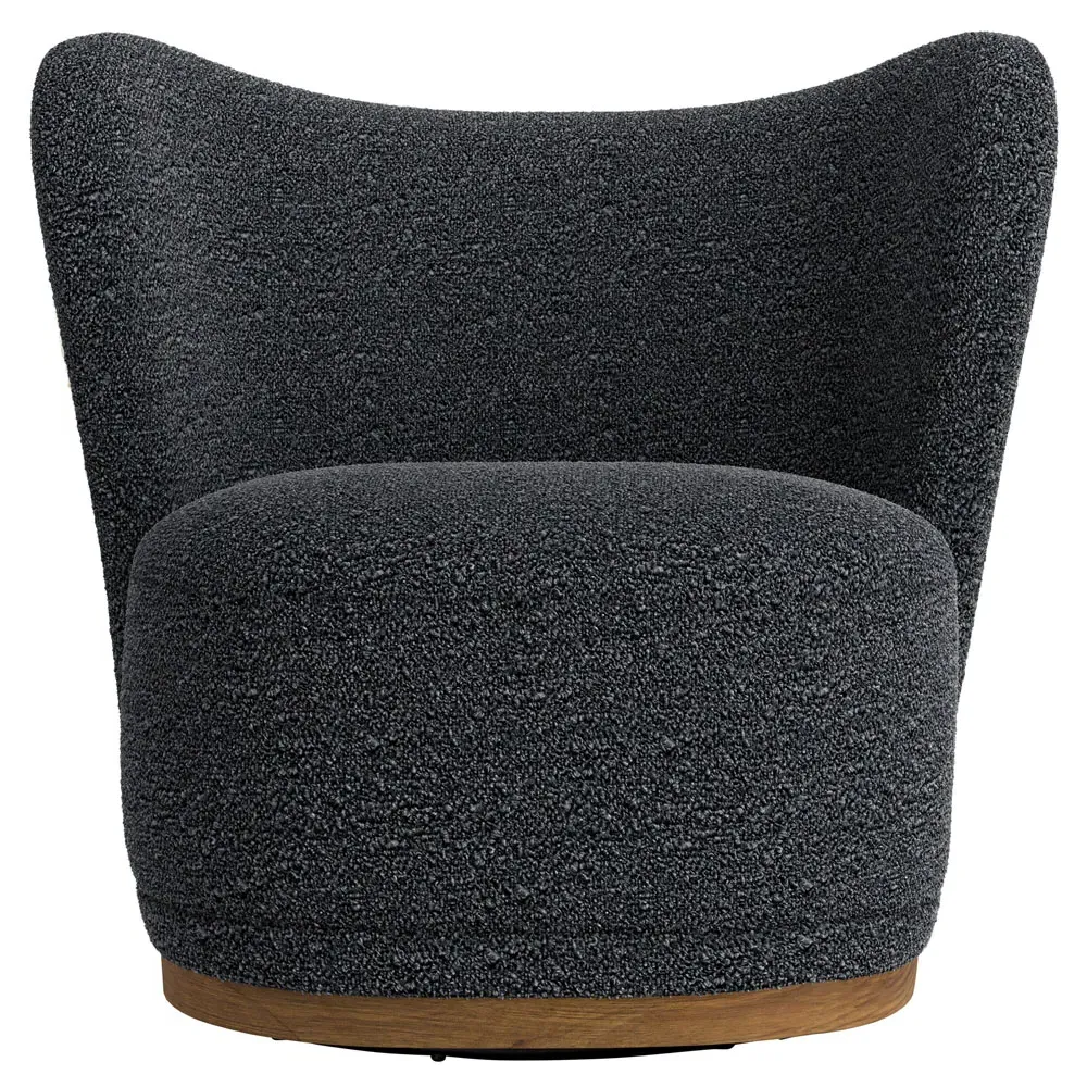 Theron Wing Chair - Dark Grey, Boucle