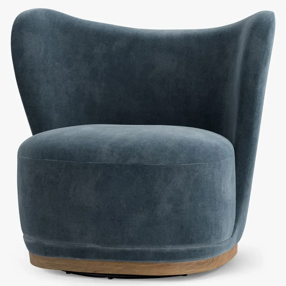Theron Wing Chair - Teal, Velvet