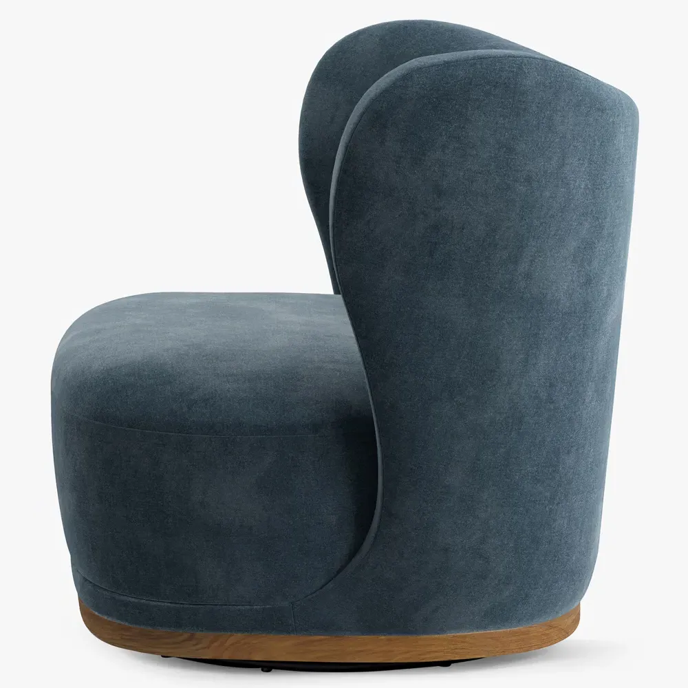 Theron Wing Chair - Teal, Velvet