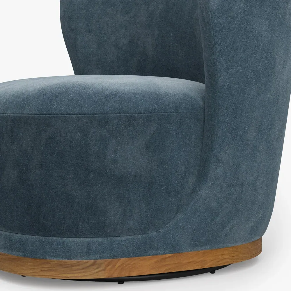Theron Wing Chair - Teal, Velvet