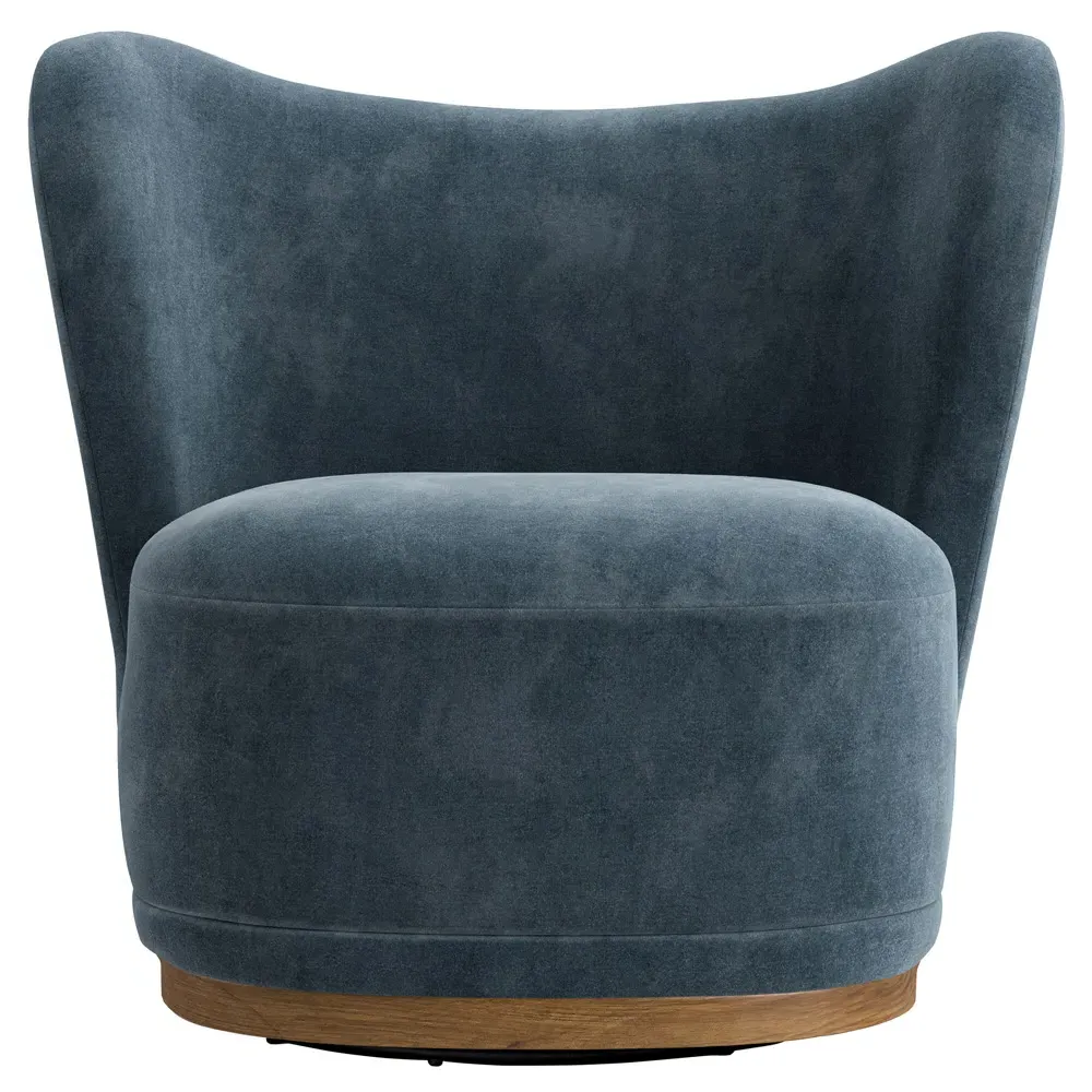 Theron Wing Chair - Teal, Velvet