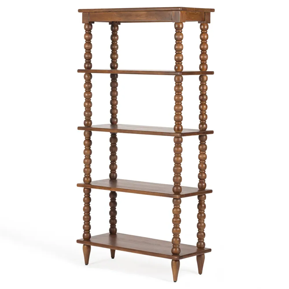 Thomas Spindle Bookcase - Brown, Acacia Wood