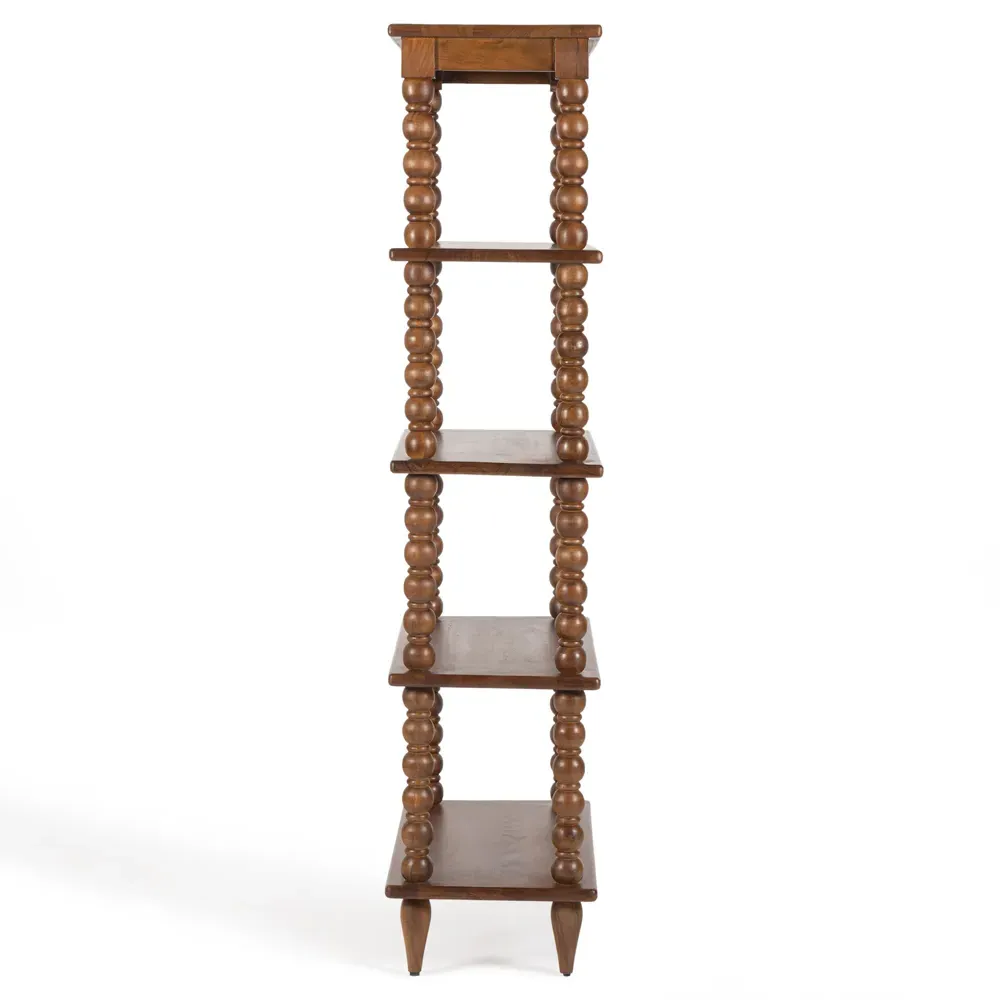 Thomas Spindle Bookcase - Brown, Acacia Wood